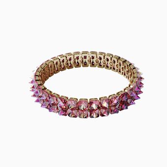 Chroma choker, Spike crystals, Pink, Gold tone plated